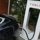 A Tesla vehicle getting charged up.